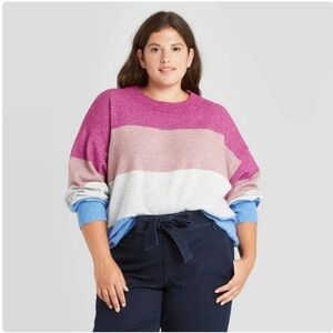 a new day Striped Colorblock Oversized Sweater